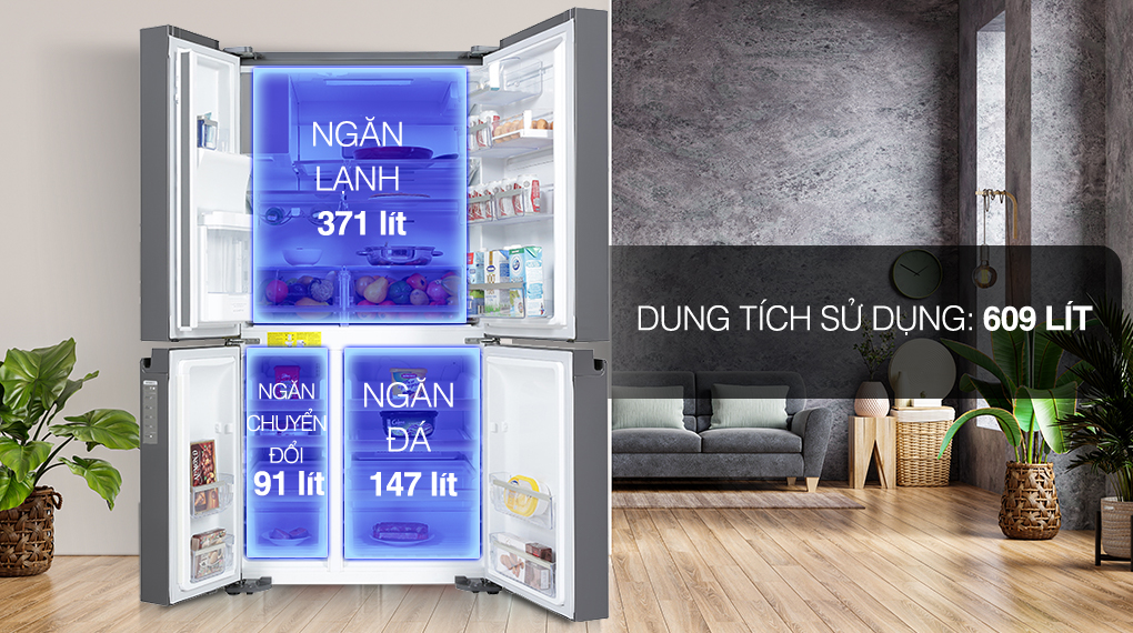 Tủ lạnh Electrolux Inverter 609 Lít EQE6879A-B