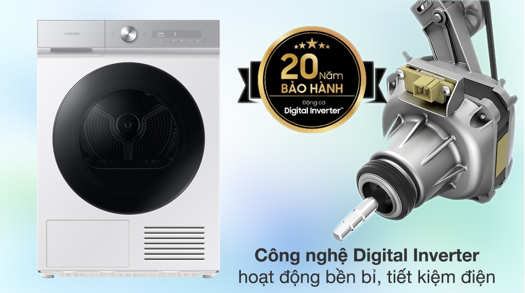 Máy sấy bơm nhiệt Samsung Bespoke AI 9 kg DV90BB9440GH/SV