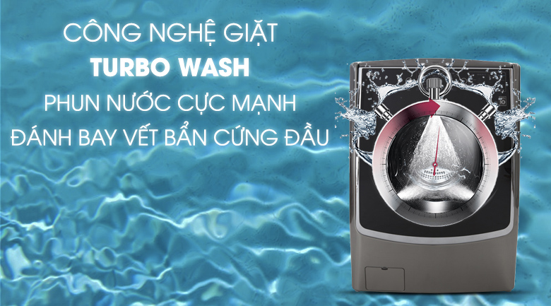 Công nghệ Turbo Wash - Máy giặt sấy LG Inverter 21 kg F2721HTTV