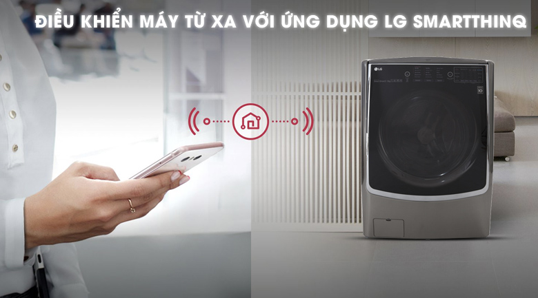 Điều khiển từ xa thông qua Smartphone - Máy giặt sấy LG Inverter 21 kg F2721HTTV