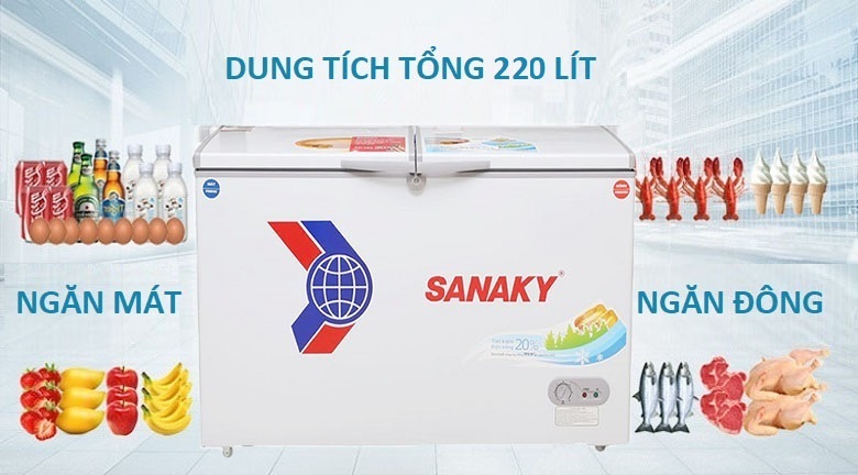 Dung tích 220 lít - Tủ đông Sanaky VH-2899W1 