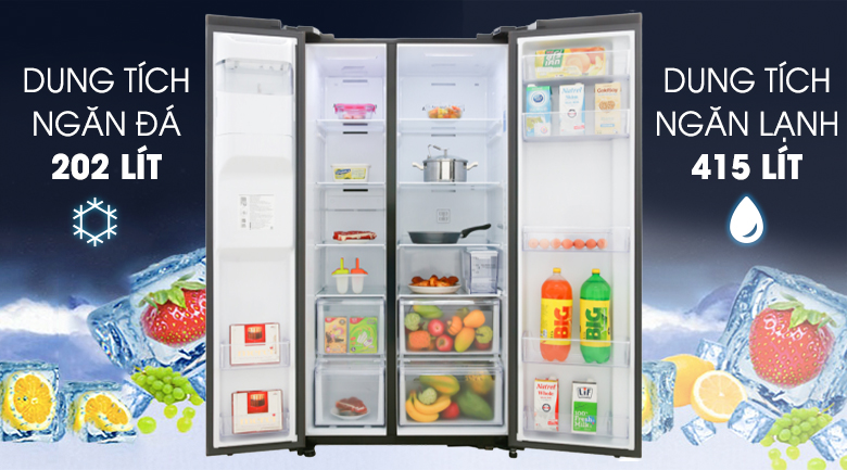 Thoải mái tích trữ thực phẩm với dung tích tới 617 lít - Tủ lạnh Samsung Inverter 617 lít RS64R53012C/SV