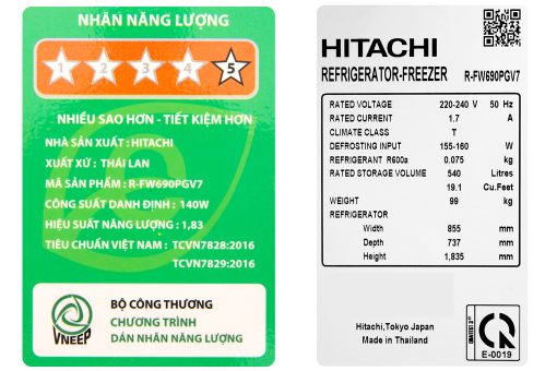 Tu Lanh Hitachi Inverter 540 Lit R Fw690pgv7 Gbw